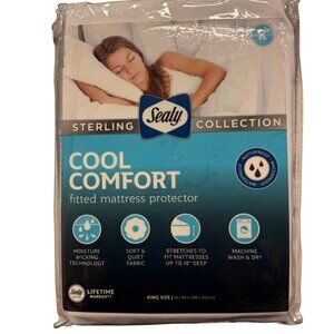 Sealy Cool Comfort King Mattress Protector White Fitted Up To 18″ Deep Mattress